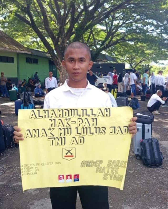 Foto. Rico saat lolos TNI AD di Banda Aceh, Jumat, 18/07/2025. (Admin)