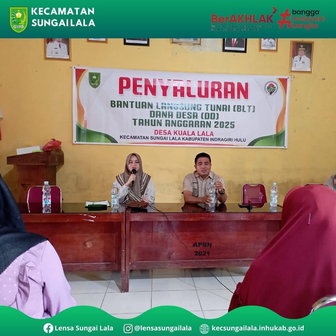 kata sambutan dari Kepala Desa dan Kasi Pelayanan Umum Kec. Sungai Lala