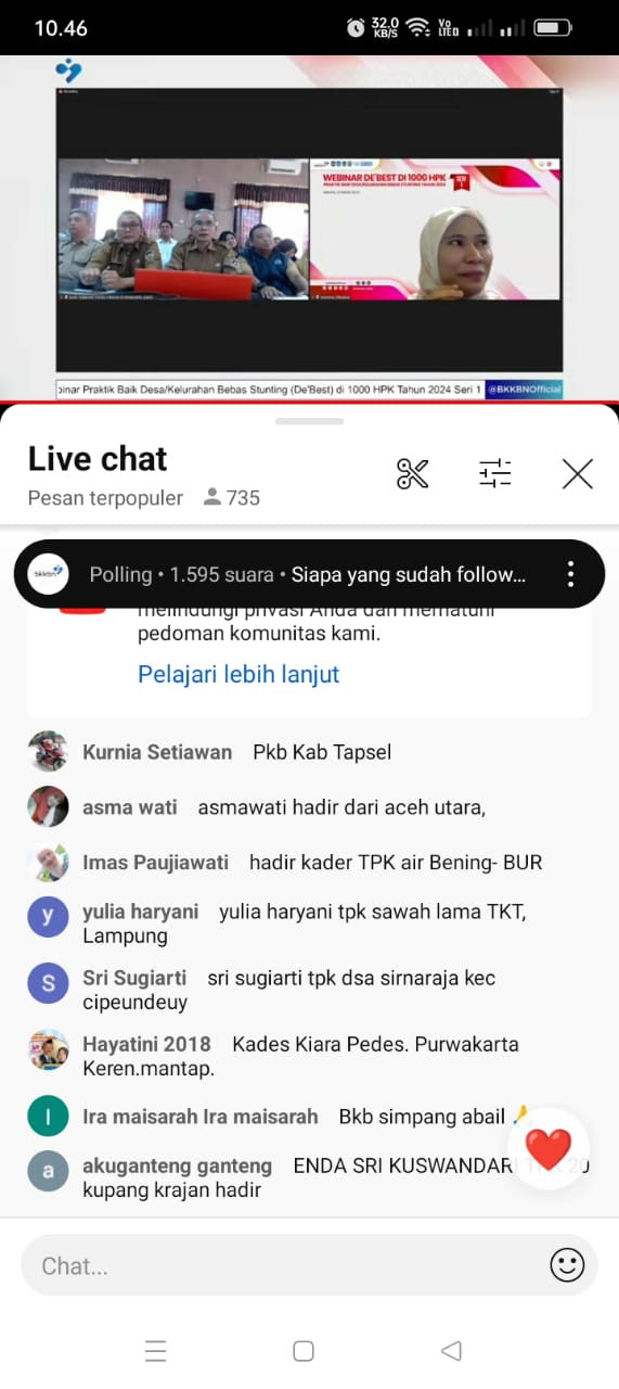Mengikuti webinar De'best di 1000 hpk