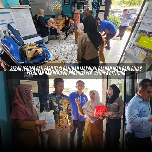 kunjungan Dinas Kelautan dan Perikanan yang datang untuk memberikan bantuan makanan olahan ikan untuk 88 KRS.