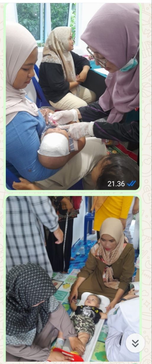 Petugas Kesehatan Dari Puskesmas Bt 10  Mengadakan Posyandu aktif  Untuk Meningkatkan Kesehatan Ibu Dan Anak Serta Masyarakat Dapat Memperoleh Layanan kesehatan Dasar Yg Berkualitas Pengukuran Tinggi Badan, Imunisasi Dan Pemantauan Tumbuh Kembang Anak