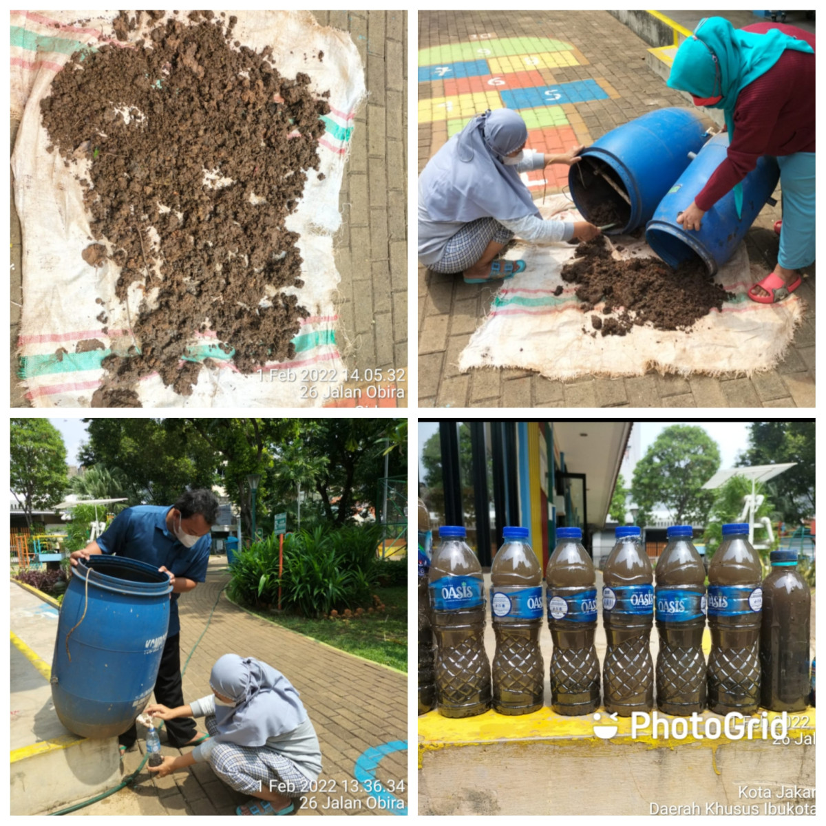 Memanen kompos dari media komposting