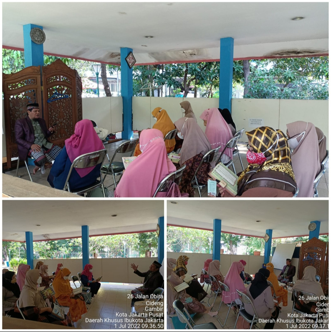 Pengajian Ibu-ibu Kel. Cideng dengan  Guru Pengajar Ustadz Muhajirin di mushola RPTRA Kenanga Cideng.