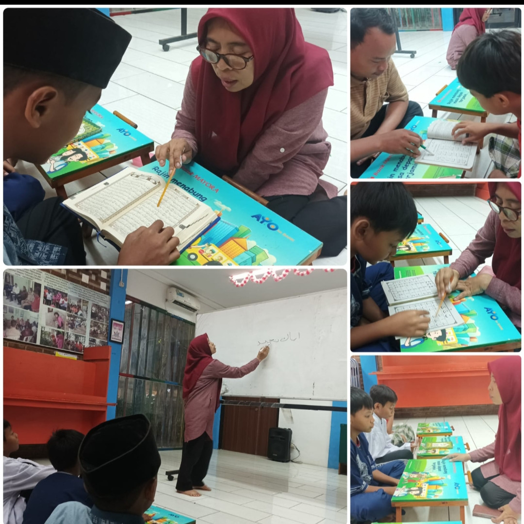 Maghrib mengaji bersama anak anak yg didampingi pengelola