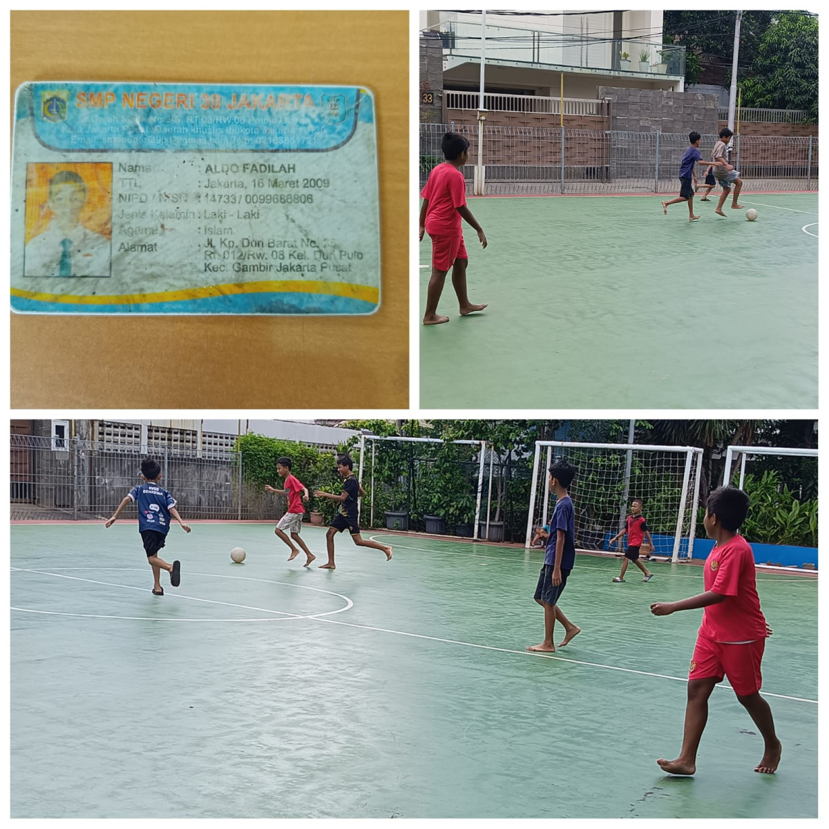 Ansk anak dari Kampung Duri Barat sedang bermain futsal
