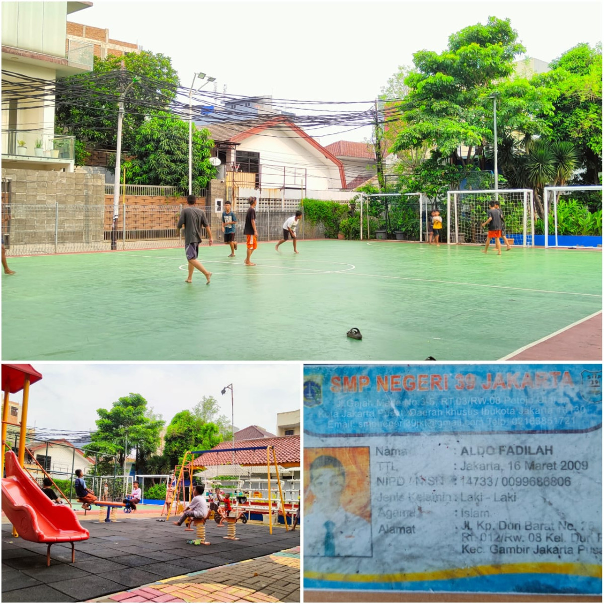 Anak anak dari Duri Pulo sedang bermain futsal
