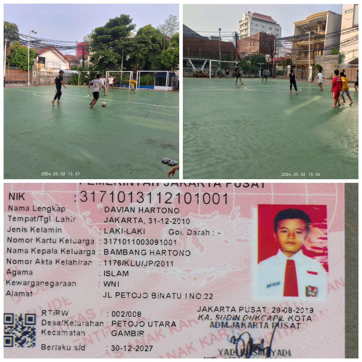 Anak anak dari Petojo Binatu sedang bermain futsal