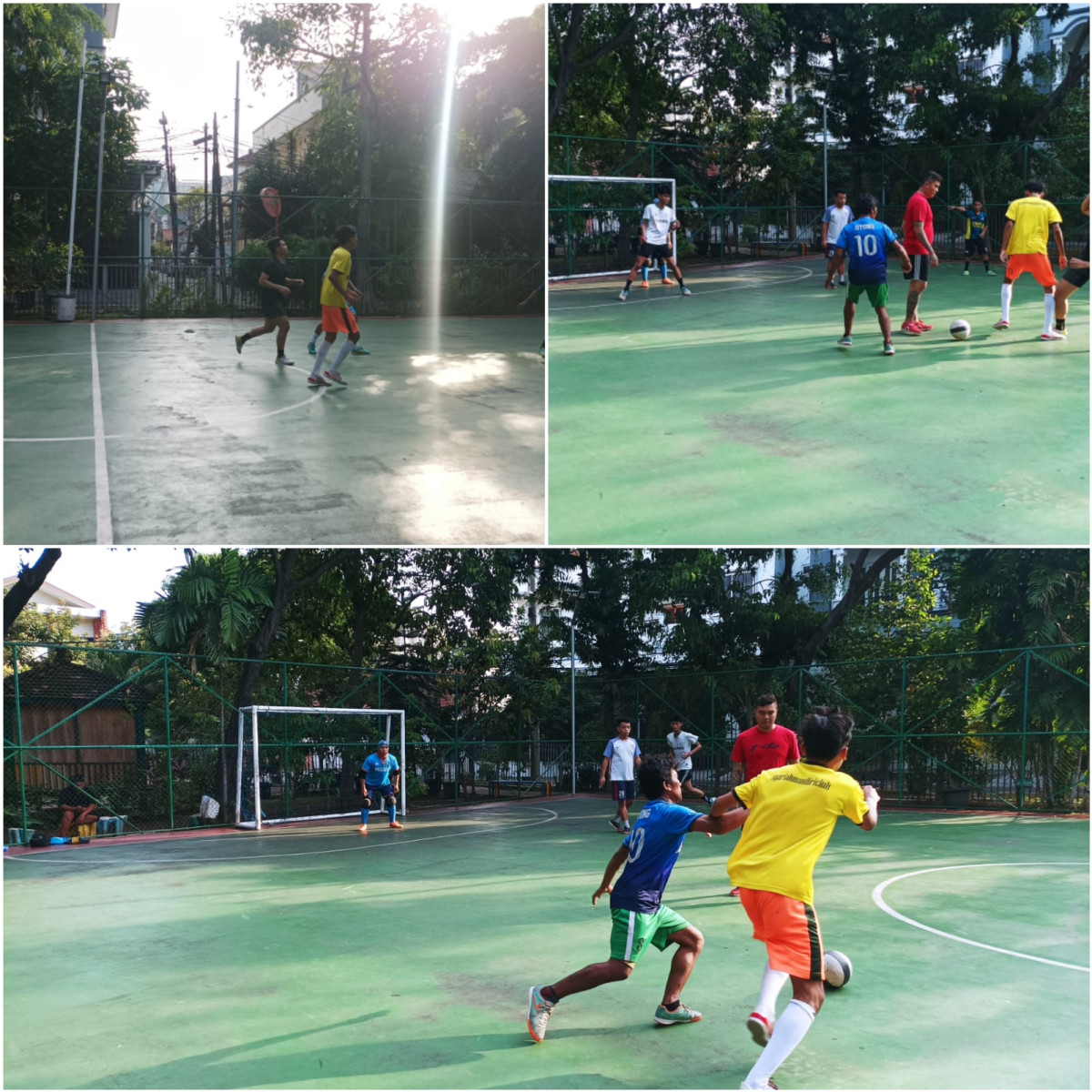 Tim Futsal Dewasa (Maminah) bermain futsal di Lapangan RPTRA Kenanga Cideng