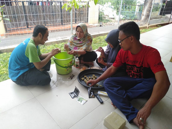 Kegiatan menyemai kangkung 