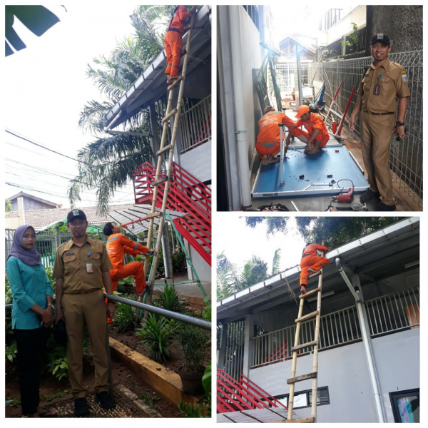 Monitoring pembersihan talang air dan perbaikan tenis meja