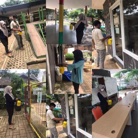 Penyemprotan Cairan Disinfektan RPTRA Kampung Benda