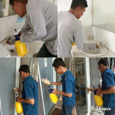 Penyemprotan Cairan Disinfektan RPTRA Kampung Benda
