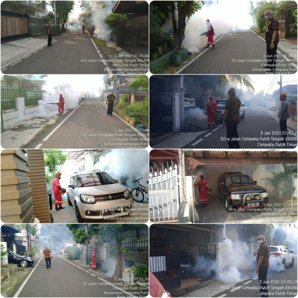 Fogging cikungunya diwilayah RW 08 Kel CPT Oleh Tim Dari PKM Kec Cempaka Putih