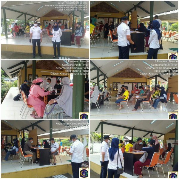 Kegiatan vaksinasi covid 19 untuk warga usia diatas 18 tahun tempat RPTRA  Matahari