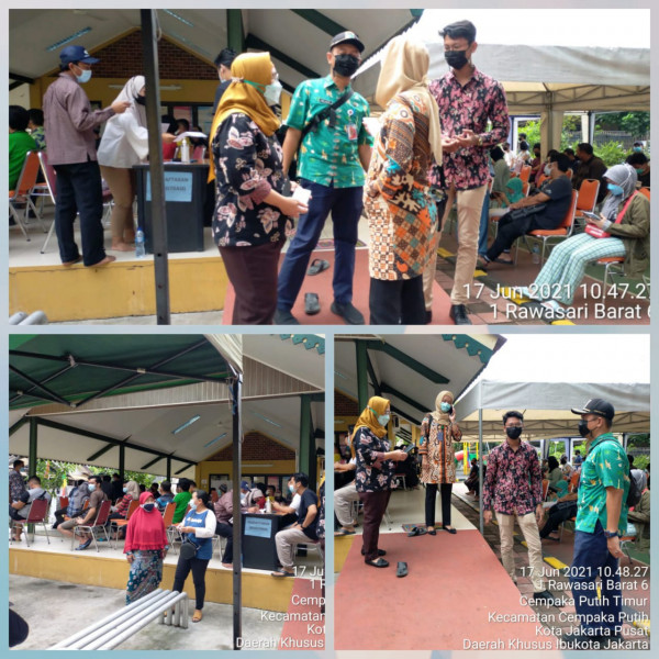  Kegiatan vaksinasi covid 19 untuk warga Kel CPT untuk usia diatas 18 tahun tempat RPTRA  Matahari