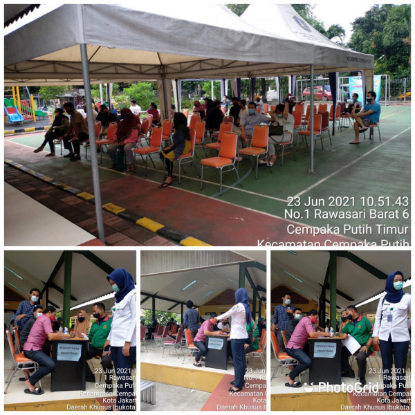 Kegiatan vaksinasi covid 19 tempat RPTRA Matahari