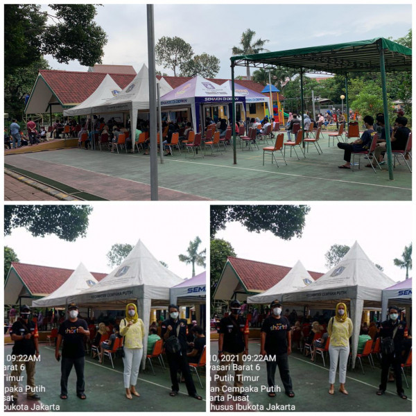 Kegiatan vaksinasi covid 19 tempat RPTRA Matahari Kel CPT