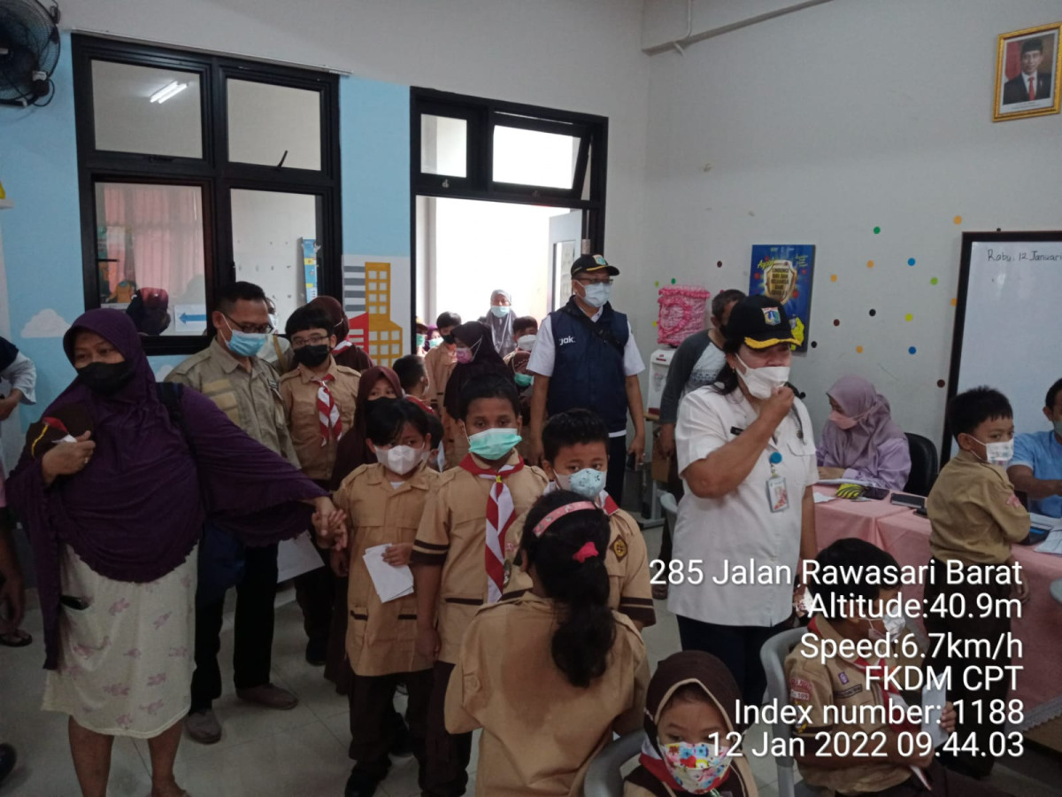 Kegiatan Vaksinasi covid 19 untuk anak usia 6 - 11 Tahun tempat SDN 03 Kel Cempaka Putih Timur