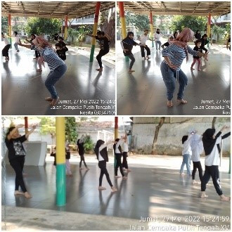 Kegiatan latihan seni tari yang dilatih oleh Bunda Roeri dari Sudin Kebudayaan di RPTRA Kampung Benda.