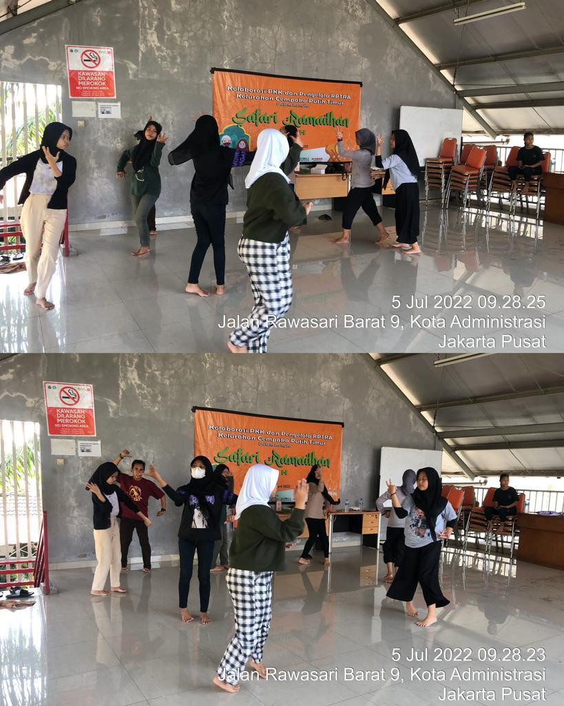 Kegiatan latihan tari dari SMPN 47 di RPTRA Beringin