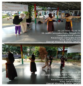 kegiatan latihan menari di aula Rptra kampung benda