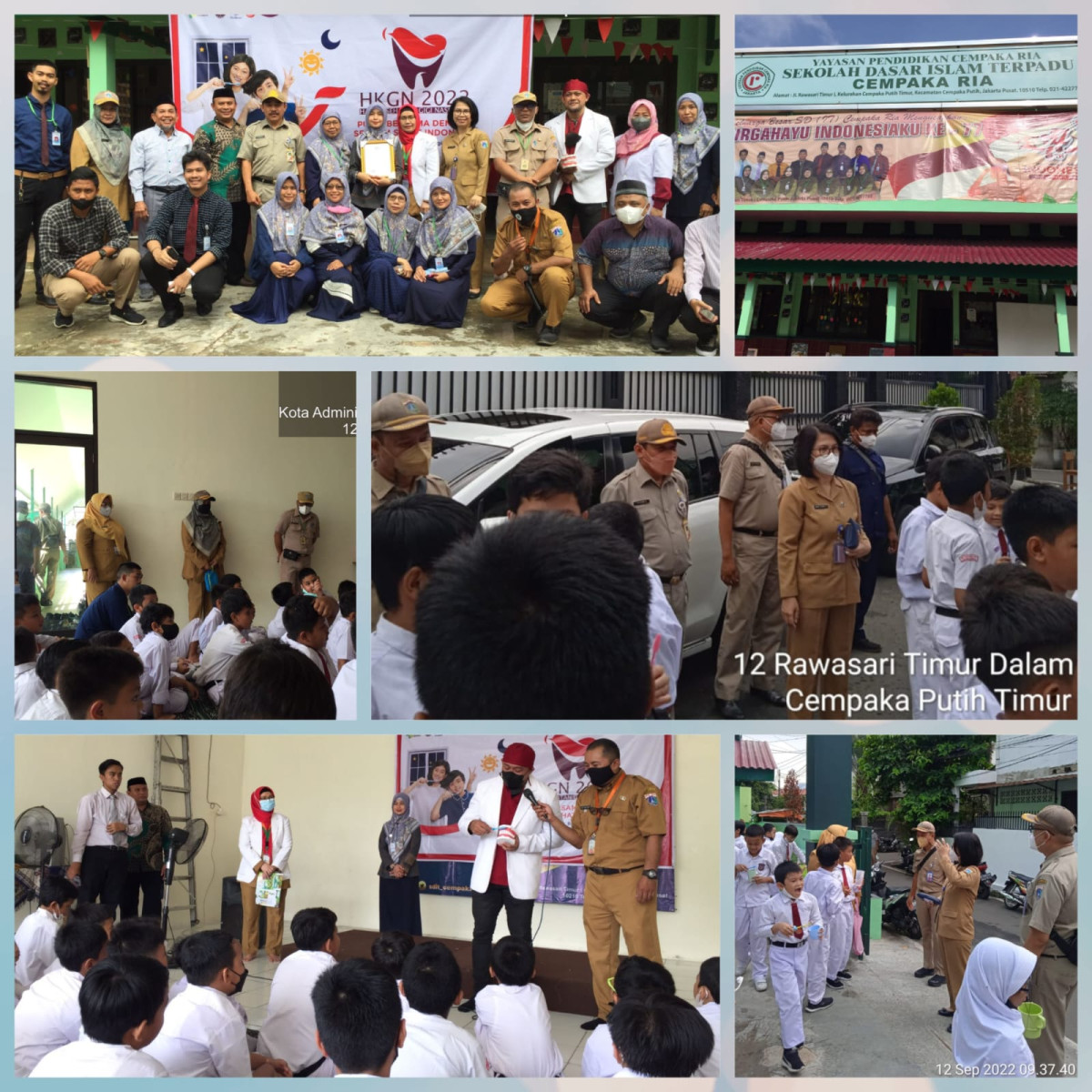 Kegiatan memperingati Hari Kesehan Gigi Nasional (HKGN) Tahun 2022 dengan Bersikat Gigi Bersama Serentak di SDIT Cempaka Ria.