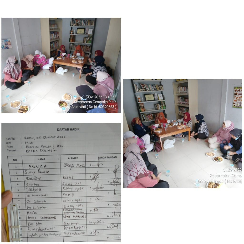 Memfasilitasi pertemuan rutin bulanan pokja 2 Kel. CPT