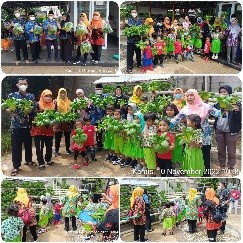 Kegiatan panen sayur daun bersama anak anak paud Cempaka 04 Kel CPT