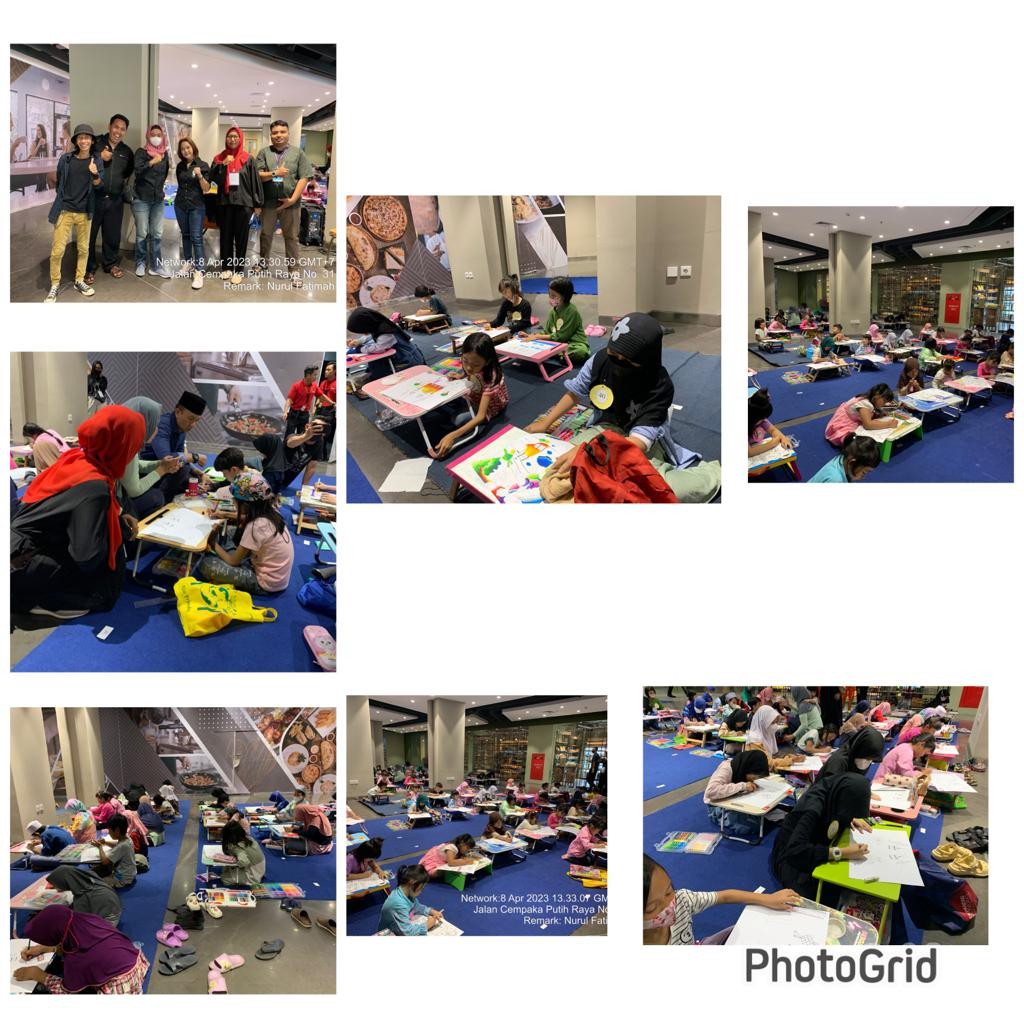 Kegiatan lomba menggambar dan mewarnai di festival ramadhan