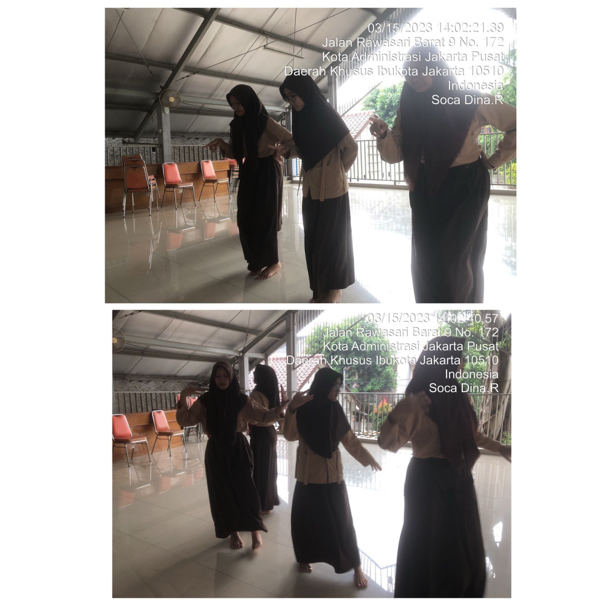 Kegiatan latihan menari o/siswi SMP Negeri 47