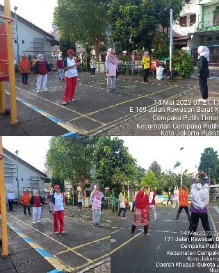 Kegiatan senam warga sekitar yang dilatih oleh Pelatih dari Sudin Pora di RPTRAB  Beringin.