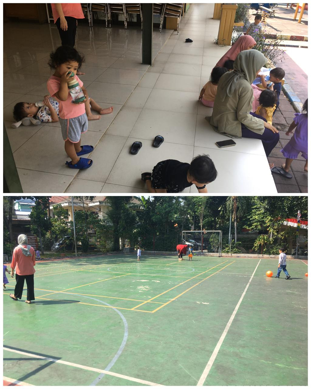 Anak-anak bermain dari Daycare Indonesia Ceria di sekitar area RPTRA Matahari
