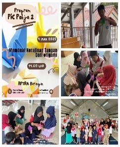 Kegiatan membuat kerajinan tangan dari Kertas Origami bersama adik2 warga sekitar rptra diaula Rptra Beringin