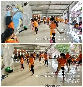 Kegiatan latihan menari Sanggar Divatama di Aula RPTRA Beringin