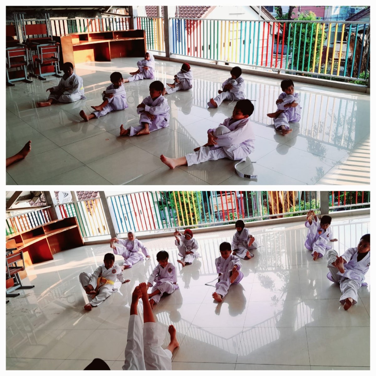 Kegiatan latihan Karate SDIT Al Mubarok yang berjumlah 8 anak di RPTRA Beringin