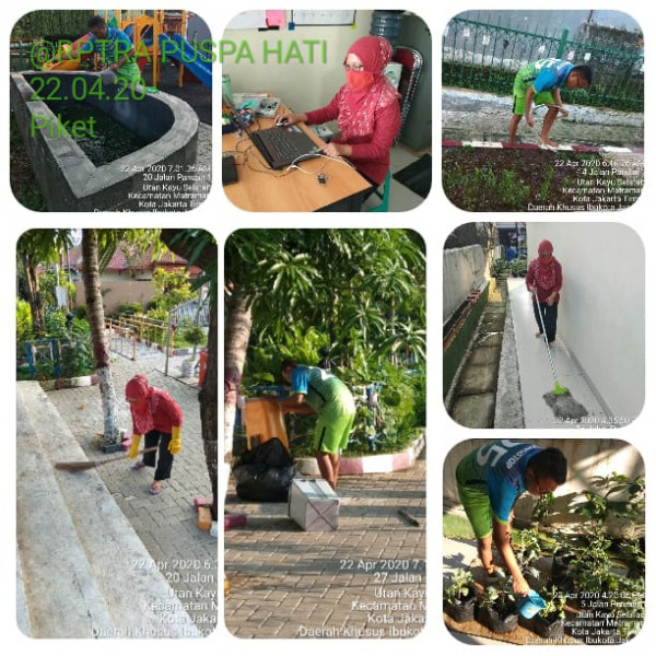 Kegiatan Piket Dan Monitoring Pengelola RPTRA Kelurahan Utan Kayu Selatan 22 April 2020
