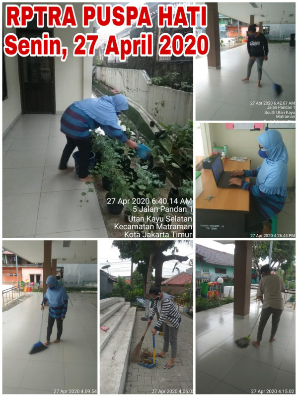 Kegiatan Piket Dan Monitoring Pengelola RPTRA Kelurahan Utan Kayu Selatan 27 April 2020