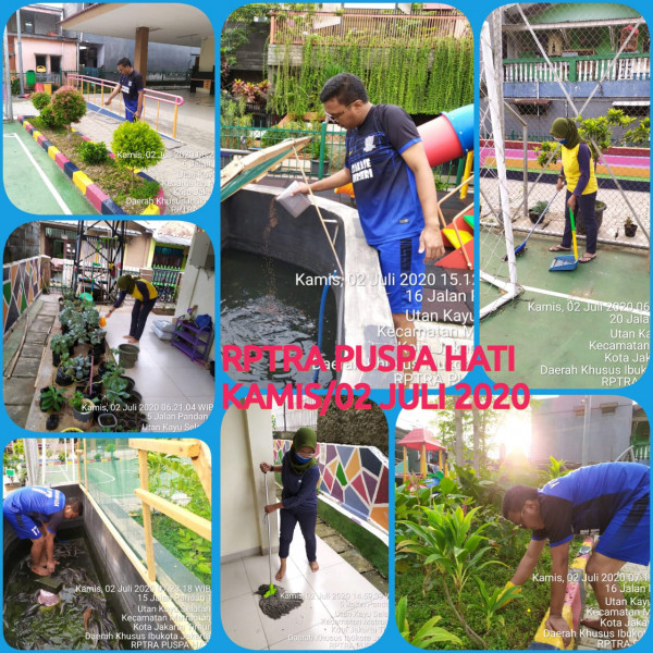 Kegiatan Piket dan Monitoring Pengelola RPTRA Kelurahan Utan Kayu Selatan 2 Juli 2020