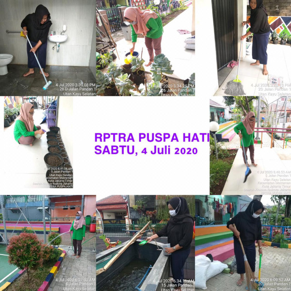 Kegiatan Piket dan Monitoring Pengelola RPTRA Kelurahan Utan Kayu Selatan 4 Juli 2020