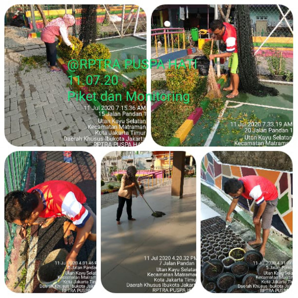 Kegiatan Piket dan Monitoring Pengelola RPTRA Kelurahan Utan Kayu Selatan 11 Juli 2020