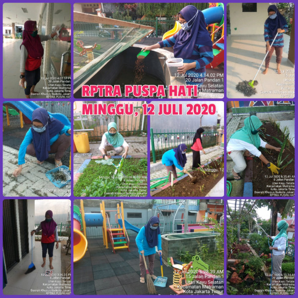 Kegiatan Piket dan Monitoring Pengelola RPTRA Kelurahan Utan Kayu Selatan 12 Juli 2020