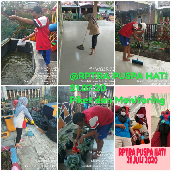 Kegiatan Piket dan Monitoring Pengelola RPTRA Kelurahan Utan Kayu Selatan 21 Juli 2020