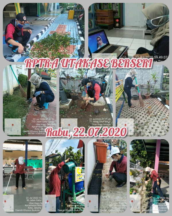 Kegiatan Piket dan Monitoring Pengelola RPTRA Kelurahan Utan Kayu Selatan 22 Juli 2020