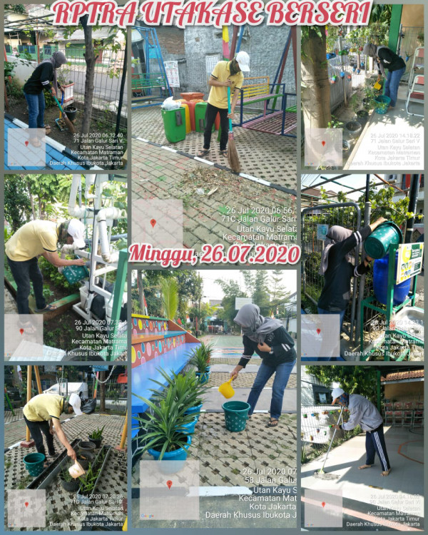 Kegiatan Piket dan Monitoring Pengelola RPTRA Kelurahan Utan Kayu Selatan 26 Juli