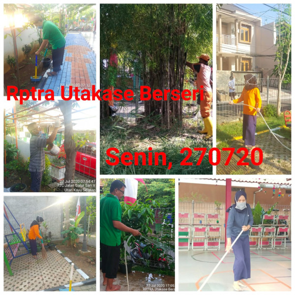 Kegiatan Piket dan Monitoring Pengelola RPTRA Kelurahan Utan Kayu Selatan 27 Juli 2020