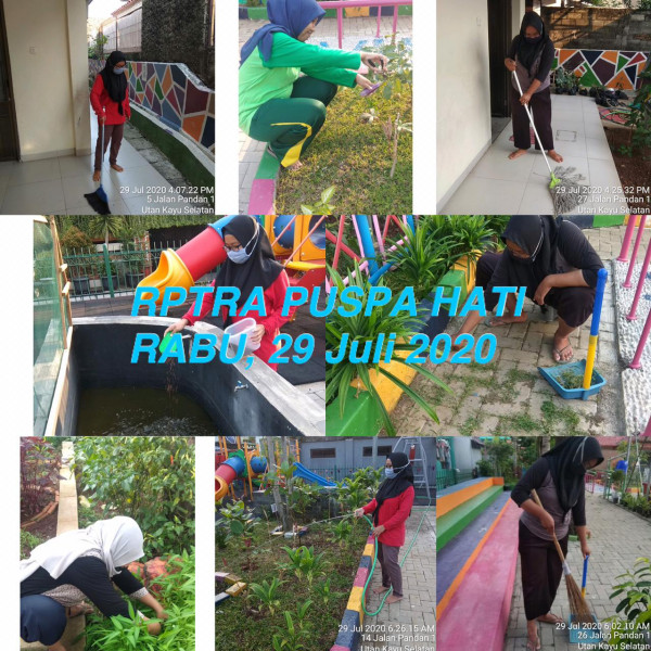 Kegiatan Piket dan Monitoring Pengelola RPTRA Kelurahan Utan Kayu Selatan 29 Juli 2020