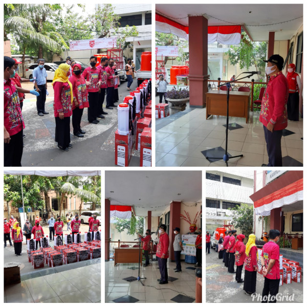 Penerimaan Alat Cuci Tangan dan Semprotan Disinfektan dari PMI Jakarta Timur