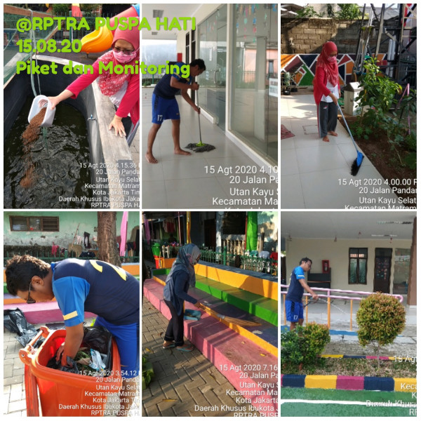 Kegiatan Piket dan Monitoring Pengelola Rptra Kelurahan Utan Kayu Selatan 15 Agustus 2020
