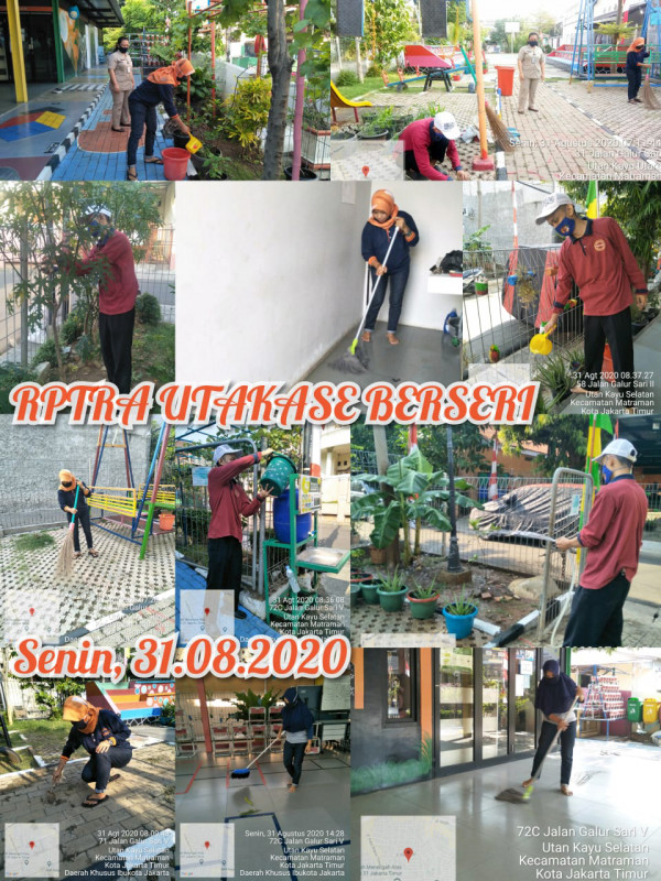 Kegiatan Piket dan Monitoring Pengelola Rptra Kelurahan Utan Kayu Selatan 31 Agustus 2020