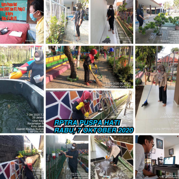 Kegiatan Piket dan Monitoring Pengelola Rptra Kelurahan Utan Kayu Selatan 7 Oktober 2020